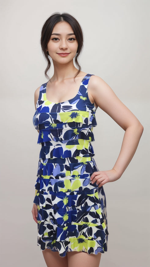 CHACHA Ruffle Knee length PRINTED Dress - D2760